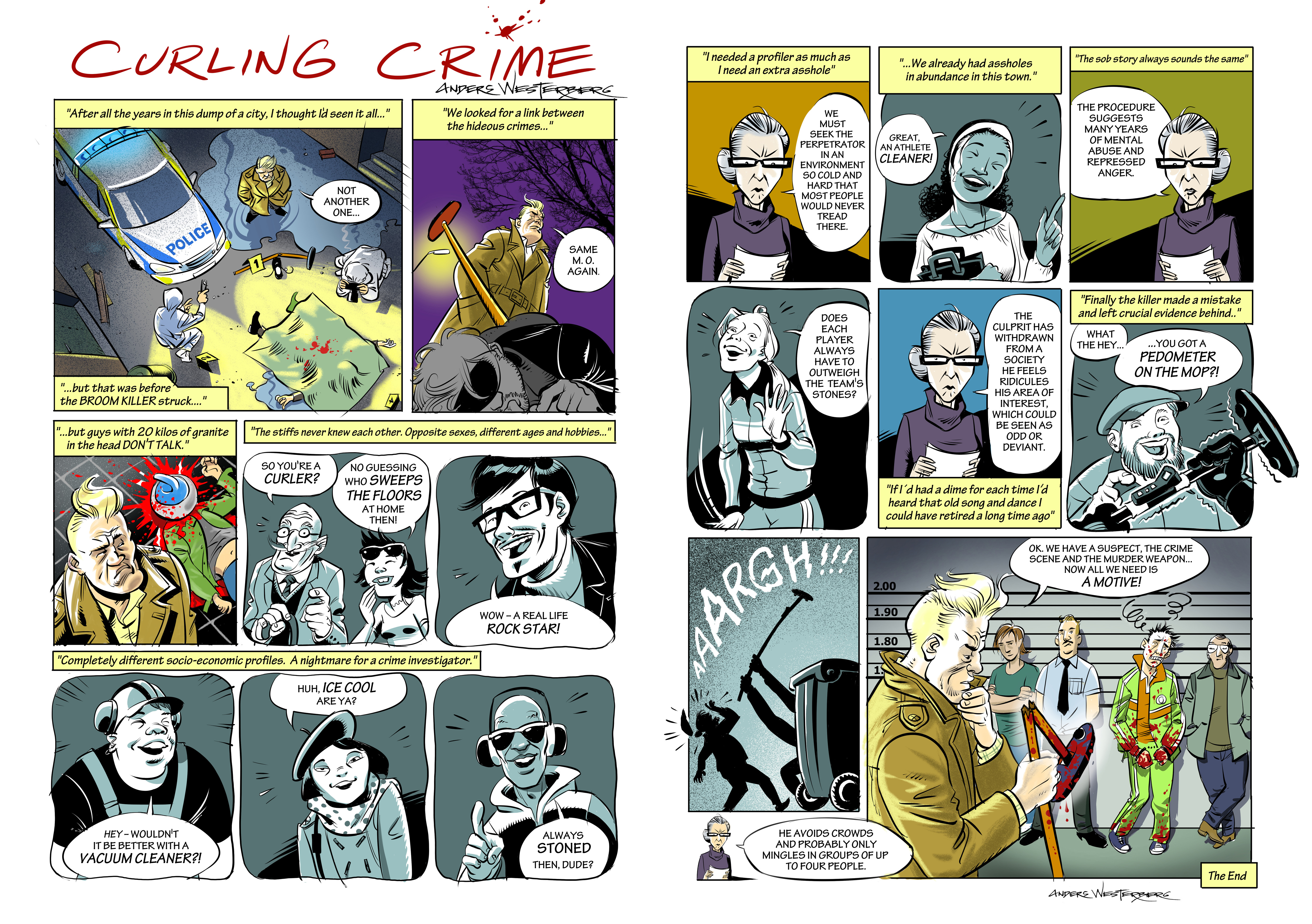 Anders Westerberg | The first ever curling noir crime comic. For The Curling News (Canada). Since illustrating and curling are my two fortes, why not bring them together?